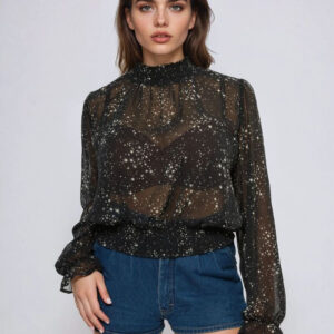 Celestial Print Sheer Chiffon Top