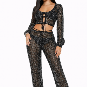 Sequin Crop Top & Pants Set