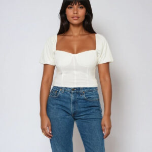 Jersey Knit Puff-Sleeve Top