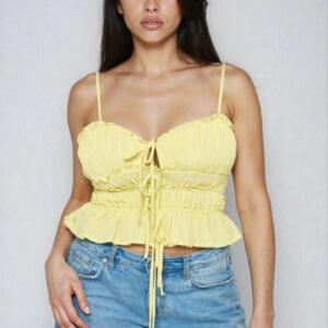 Smocked Poplin Peplum Cami Top