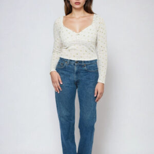 Floral Pointelle Long-Sleeve Top