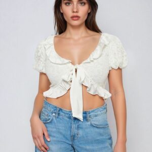Ruffled Lace Crop Top