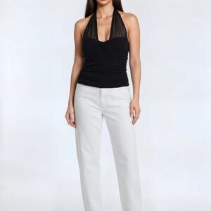 Mesh Sweetheart Cropped Halter Top