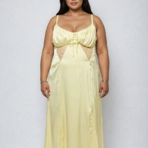 Plus Size Satin Lace Inset Maxi Dress