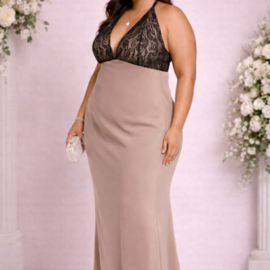 Plus Size Chiffon Halter Slip Maxi Dress