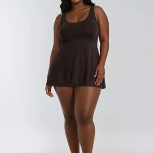 Plus Size Crisscross Halter Romper Dress