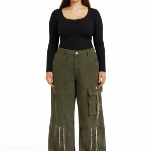 Plus Size Glitter-Accent Wide-Leg Cargo Pants
