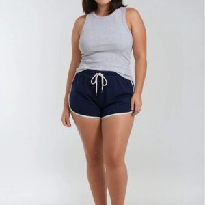 Plus Size Contrast-Trim Tie-Accent Shorts