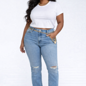 Plus Size Distressed Bootcut Jeans