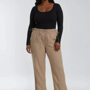 Plus Size Wide-Leg Side-Drawstring Pants
