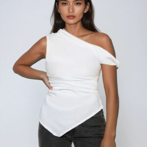 Asymmetrical One-Shoulder Ruched Top