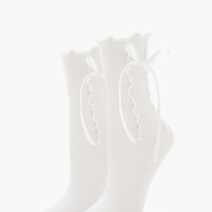Bow Lettuce-Edge Crew Socks
