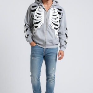 Skeleton Graphic Zip-Up Hoodie
