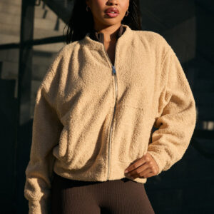 Boucle Zip-Front Bomber Jacket