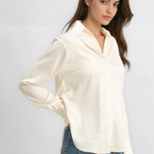 Satin Button-Front Shirt