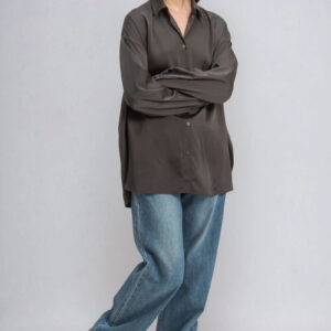 Oversized Satin Button-Up Shirt