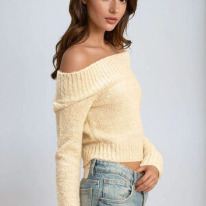 Cropped Off-The-Shoulder Sweater