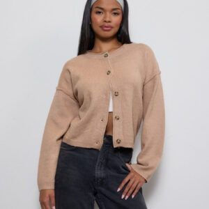 Button-Front Knit Cardigan