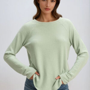 Waffle Knit Long-Sleeve Top