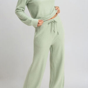 Waffle Knit Wide-Leg Pants