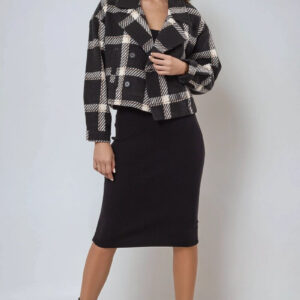 Plaid Double-Breasted Cropped Jacket
