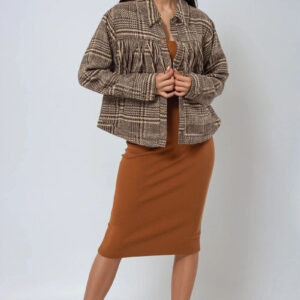 Glen Plaid Fringe-Trim Jacket