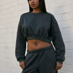 Exposed-Seam Cropped Pullover