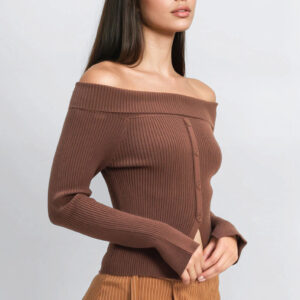 Ribbed Off-The-Shoulder Sweater-Knit Top
