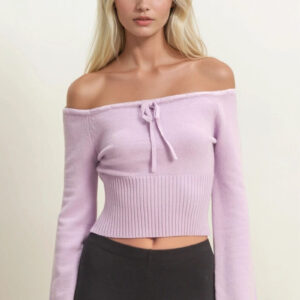 Off-The-Shoulder Tie-Front Sweater Top
