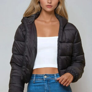 Hooded Zip-Front Puffer