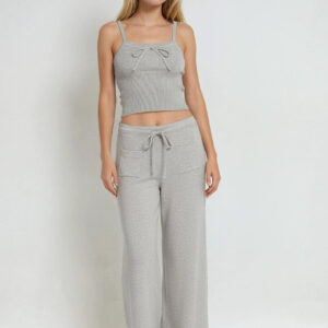 Ribbed Sweater-Knit Pajama Pant