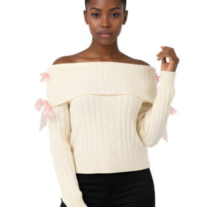 Off-The-Shoulder Ribbon Sweater
