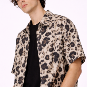 Leopard Print Button-Front Shirt