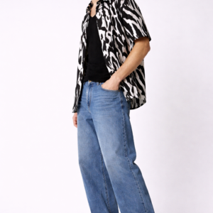 Zebra Print Button-Front Shirt