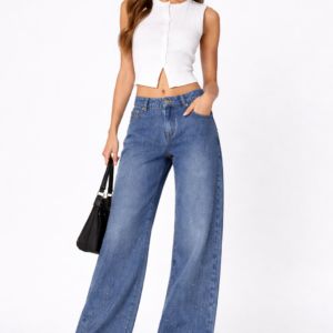 Wide-Leg Rhinestone Jeans