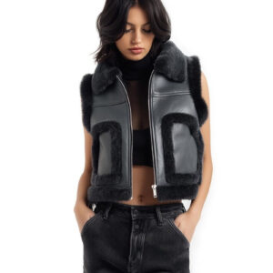 Faux Leather & Shearling Vest