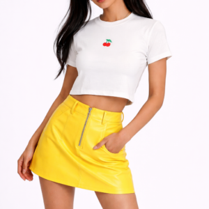 Embroidered Cherry Cropped Tee