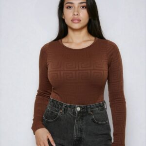 Seamless Jacquard Long Sleeve Bodysuit