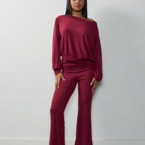 Off-The-Shoulder Top & Flare Pants Set