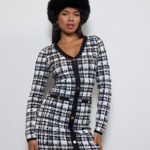 Jacquard Plaid Sweater Dress
