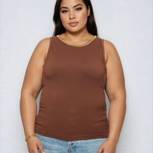 Plus Size Seamless Chain-Trim Tank