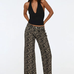 Leopard Print Low-Rise Wide-Leg Jeans