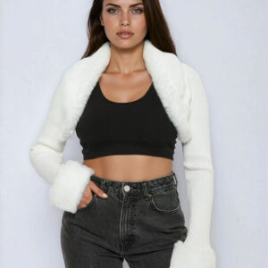 Faux Fur-Trim Bolero Sweater