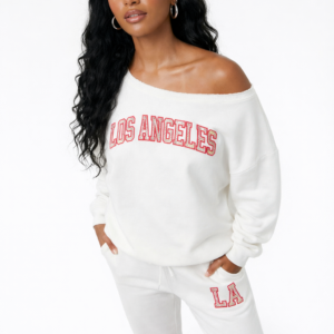 FLEECE OFF THE SHOULDER LOS ANGELES SWEATSHIRT