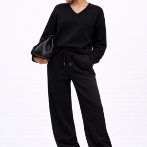 V-Neck Sweater & Wide-Leg Pant Set