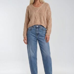 V-Neck Cable Knit Sweater