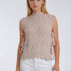 Sleeveless Side-Tie Crochet Knit Top