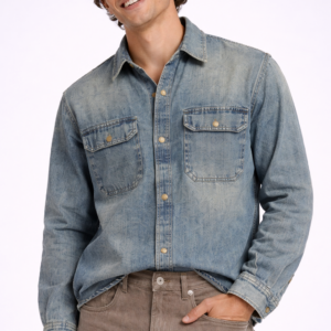 F21 Men Vintage Wash Denim Shirt