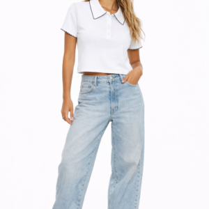 SCALLOPED EDGE SHORT SLEEVE POLO SHIRT