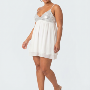 PLUS LINEN SEQUIN MINI DRESS